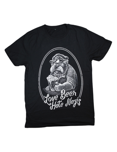 Love Beer Hate Nazis - No Borders - T-Shirt - Black - @ No Borders
