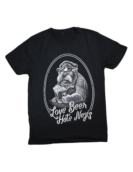 Love Beer Hate Nazis - No Borders - T-Shirt - Black