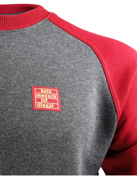 Kein Mensch ist illegal - No Borders - Sweater - Grey/Red Kein Mensch ist illegal - No Borders - Sweater - Grey/Red