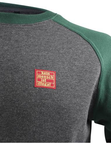 Kein Mensch ist illegal - No Borders - Sweater - Grey/Green - @ No Borders