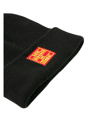 Kein Mensch ist illegal - Winter Hat - Red Patch - Black Farbe: schwarz mit rot / gelbem Patch Material: 100% Polyacryl No Borders