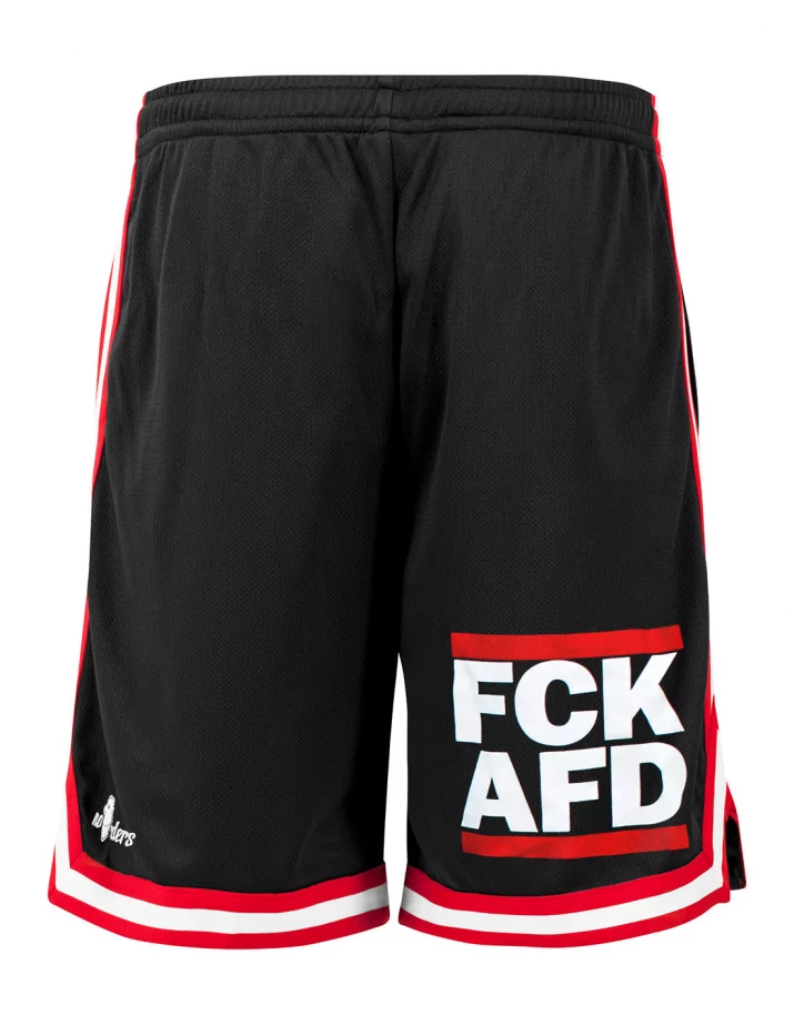 FCK AFD - No Borders - Basketball Shorts - Black/Red/White