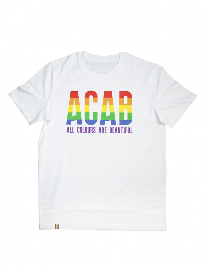 ACAB - All Colours Are Beautiful - No Borders - T-Shirt - White