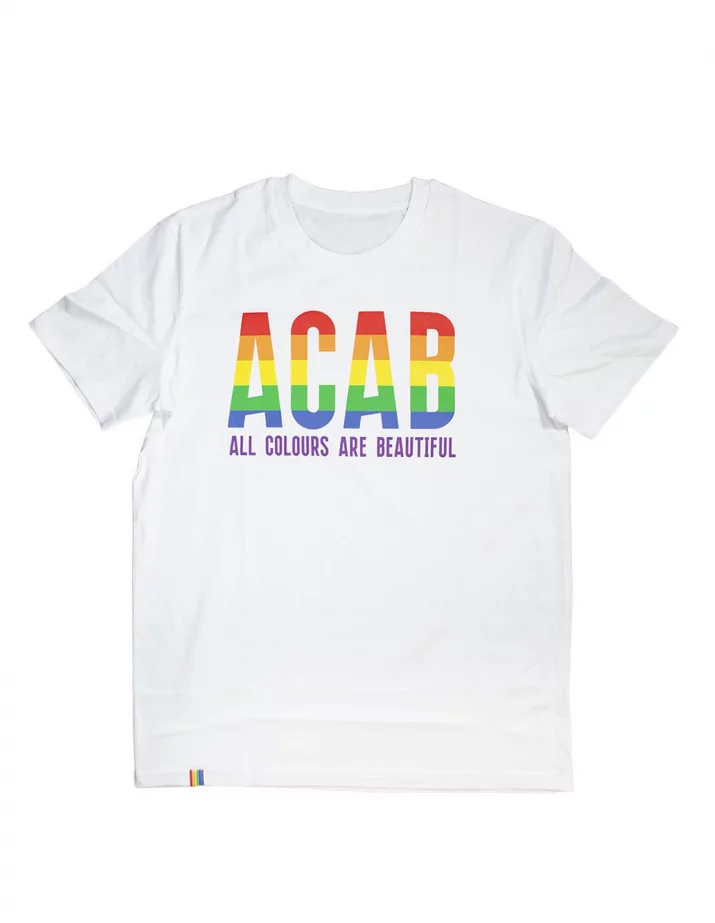 ACAB - All Colours Are Beautiful - No Borders - T-Shirt - White