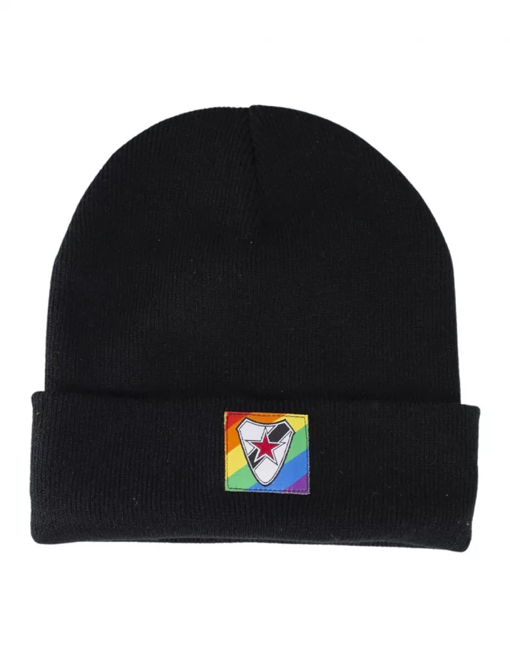 Roter Stern Leipzig - Winter Hat - Rainbow Patch - Black