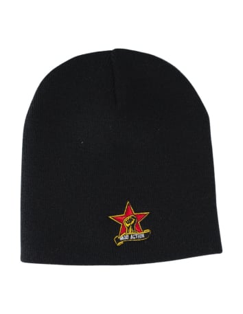 Mob Action Logo - Beanie - Red Star - Black - @ No Borders