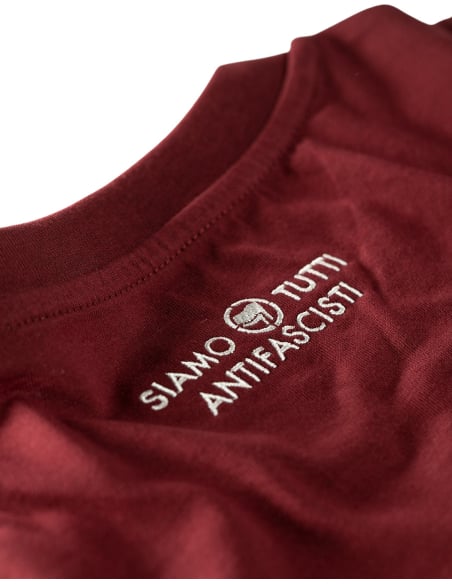 Siamo Tutti Antifascisti - No Borders - T-Shirt - Burgundy