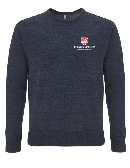 Mission Lifeline - SOLI Sweater - Pocket Print - Melange Navy