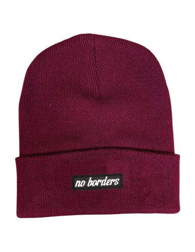 No Borders Logo II - Winter Hat - Burgundy