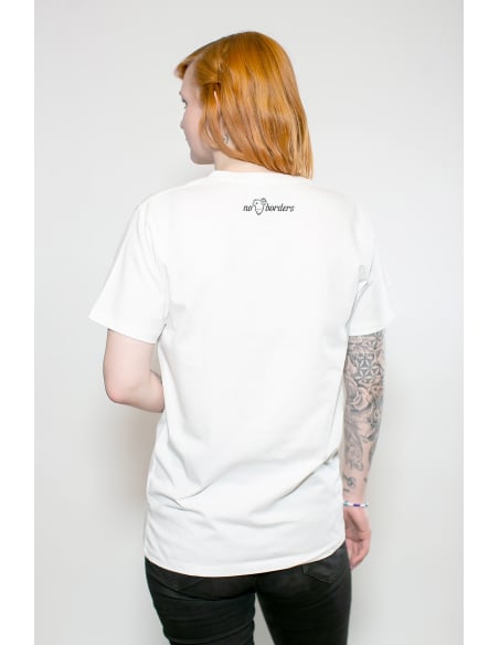 Fahrrad Antifa - No Borders - T-Shirt - Pocket Print - White Fahrrad Antifa - No Borders - T-Shirt - Pocket Print - White