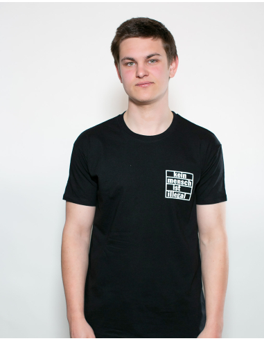 Kein Mensch ist illegal - No Borders - T-Shirt - Pocket Print - Black - @ No Borders