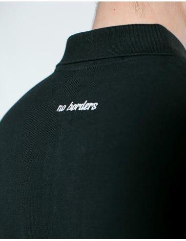 Kein Mensch ist illegal - No Borders - Polo - Black - @ No Borders