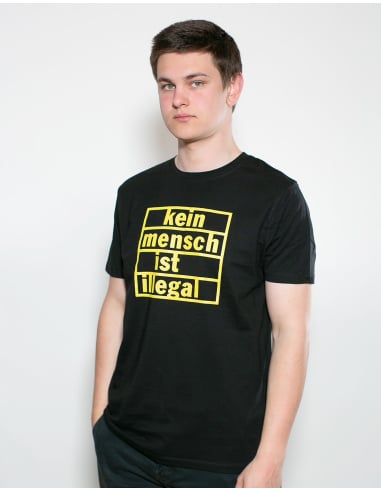 Kein Mensch ist illegal - No Borders - T-Shirt - Black/Yellow - @ No Borders