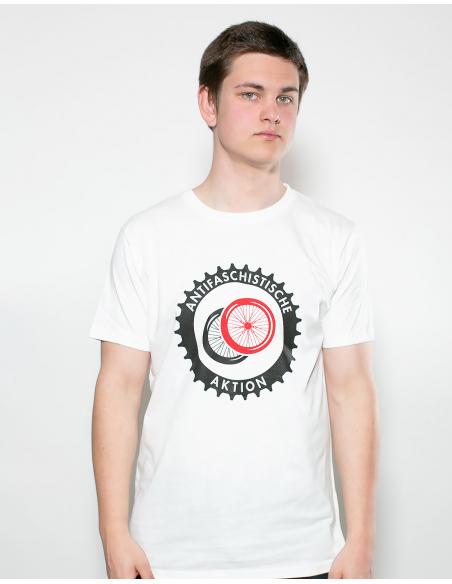 Fahrrad Antifa - No Borders - T-Shirt - Front Print - White