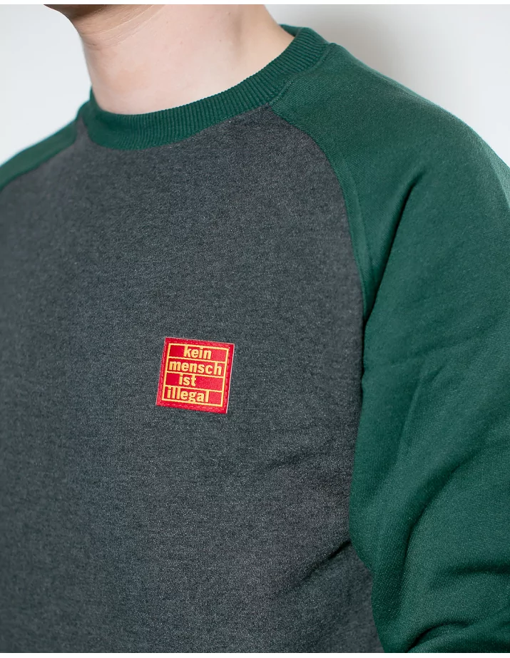 Kein Mensch ist illegal - No Borders - Sweater - Grey/Green - @ No Borders
