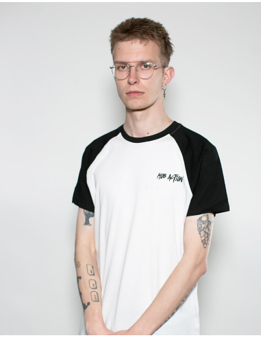Mob Action - New Logo - T-Shirt - Raglan - White/Black