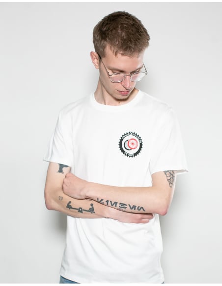 Fahrrad Antifa - No Borders - T-Shirt - Pocket Print - White Fahrrad Antifa - No Borders - T-Shirt - Pocket Print - White