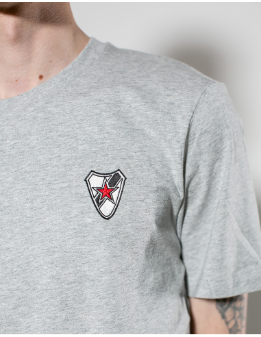 Roter Stern Leipzig - T-Shirt - Logo Stick - Grey - @ No Borders