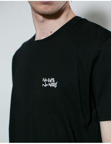 No Cops No Nazis - Mob Action - T-Shirt - Stick - Black - @ No Borders