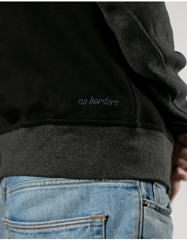 Kein Mensch ist illegal - No Borders - Hoodie - Black/Dark Grey - @ No Borders