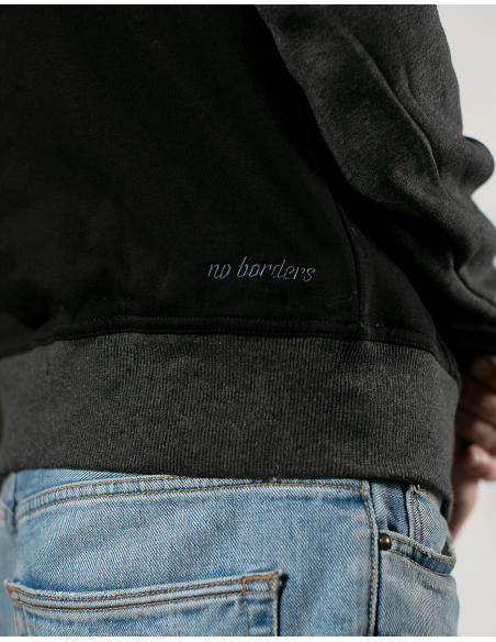 Kein Mensch ist illegal - No Borders - Hoodie - Black/Dark Grey