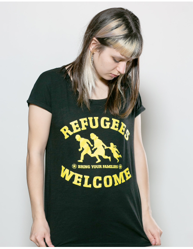 Refugees Welcome - T-Shirt tailliert - Black