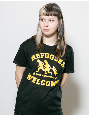 Refugees Welcome - No Borders - T-Shirt - Black/Yellow