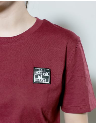 Kein Mensch ist illegal - No Borders - T-Shirt - Burgundy - @ No Borders