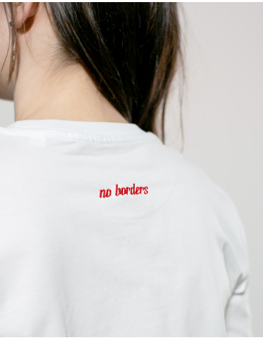 Kein Mensch ist illegal - No Borders - T-Shirt - White/Red - @ No Borders