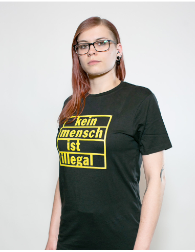 Kein Mensch ist illegal - No Borders - T-Shirt - Black/Yellow