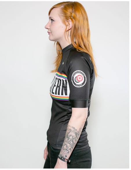 Roter Stern Leipzig - Bike Jersey Short Sleeve - Black/Rainbow
