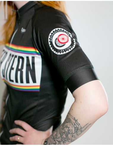 Roter Stern Leipzig - Bike Jersey Short Sleeve - Black/Rainbow - @ No Borders