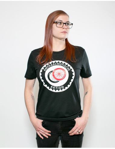 Fahrrad Antifa - No Borders - T-Shirt - Front Print - Black - @ No Borders