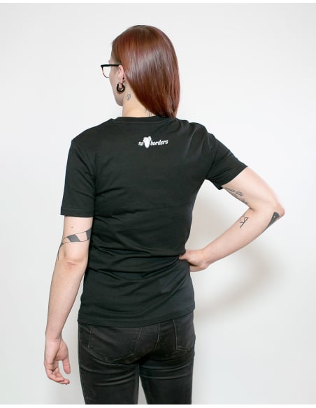Fahrrad Antifa - No Borders - T-Shirt - Front Print - Black
