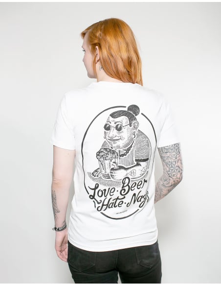 Love Beer Hate Nazis 2.0 - No Borders - T-Shirt - White