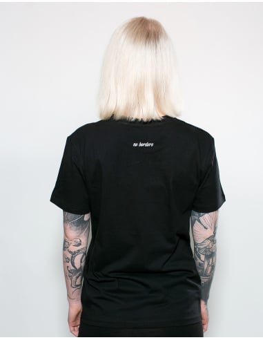 Kein Mensch ist illegal - No Borders - T-Shirt - Black/Black - @ No Borders