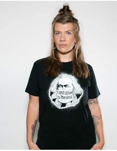 Capitalism Is The Virus - No Borders - T-Shirt - Black - @ No Borders