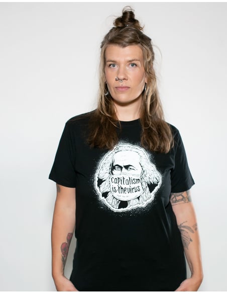 Capitalism Is The Virus - No Borders - T-Shirt - Black