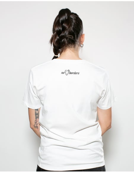 Fahrrad Antifa - No Borders - T-Shirt - Pocket Print - White Fahrrad Antifa - No Borders - T-Shirt - Pocket Print - White