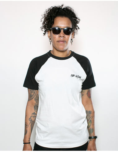 Mob Action - New Logo - T-Shirt - Raglan - White/Black - @ No Borders