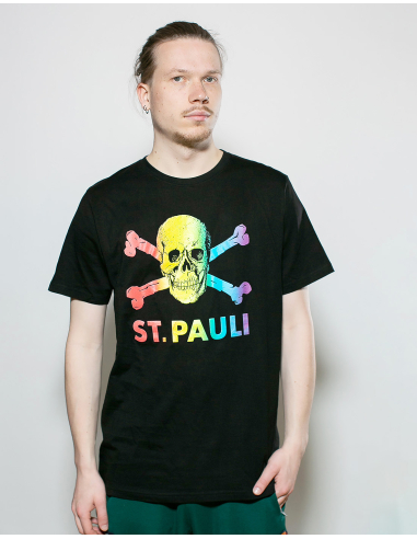 St. Pauli - T-Shirt - Skull Rainbow - Black - @ No Borders