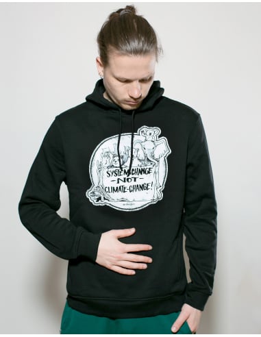 System Change Not Climate Change - No Borders - Hoodie - Black - @ No Borders