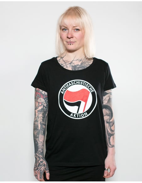 Antifaschistische Aktion - No Borders - T-Shirt tailliert -