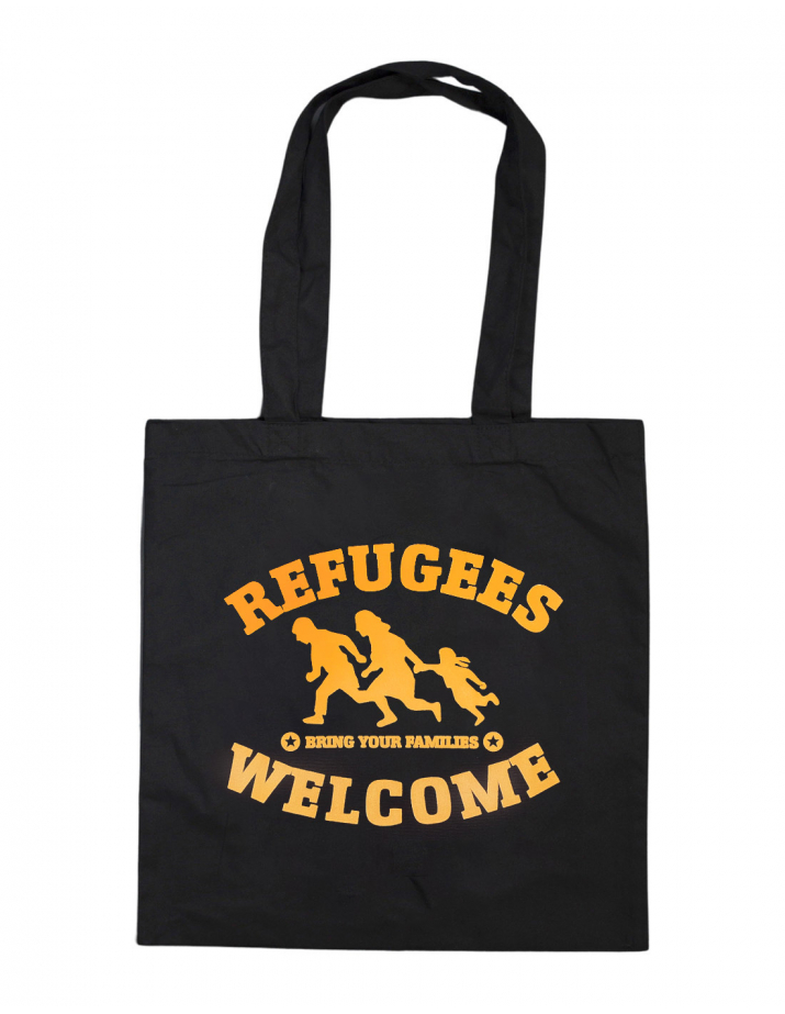 Refugees Welcome - Tote Bag - Black/Yellow