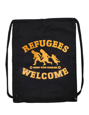 Refugees Welcome - No Borders - Beanie - Patch - Schwarz - @ No Borders