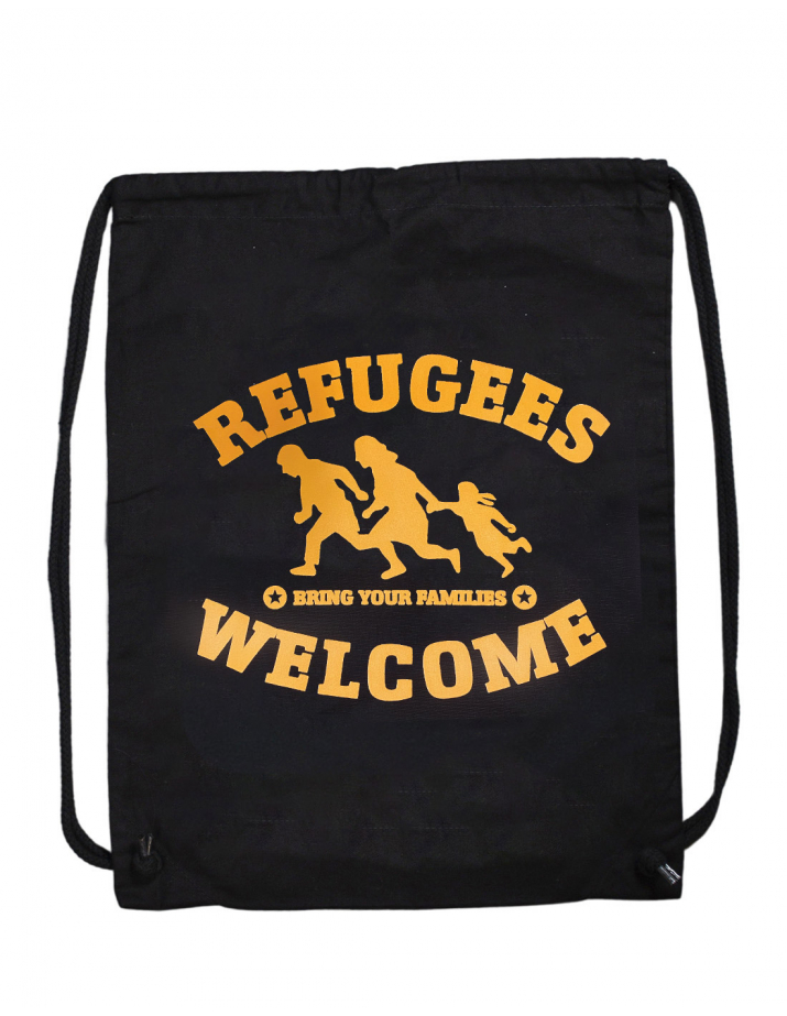 Refugees Welcome - Turnbeutel - Black/Yellow