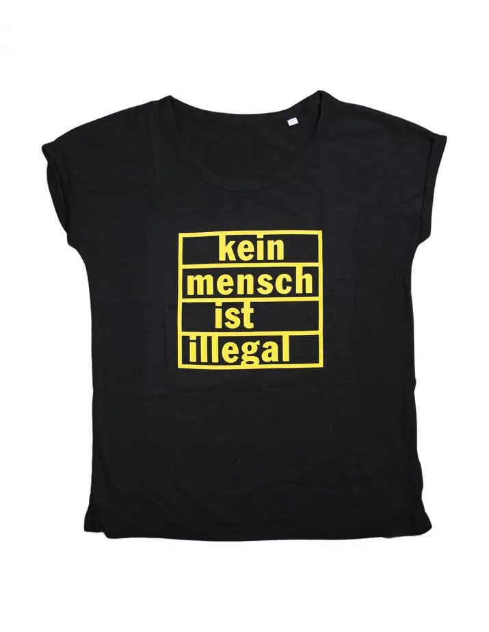 Kein Mensch ist illegal - T-Shirt tailliert - Black/Yellow