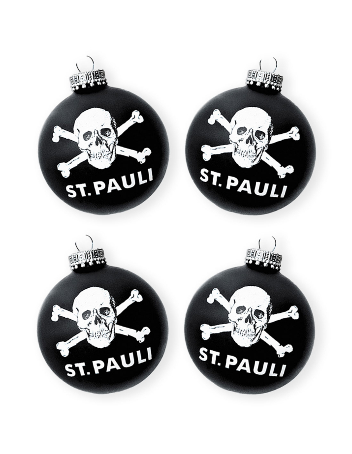 St. Pauli - Christmas Balls - Skull - Set of 4 - Black/White