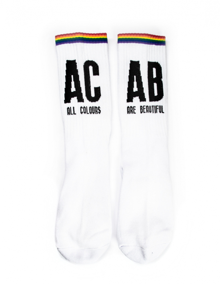 ACAB - All Colours Are Beautiful - No Borders - Socks - White