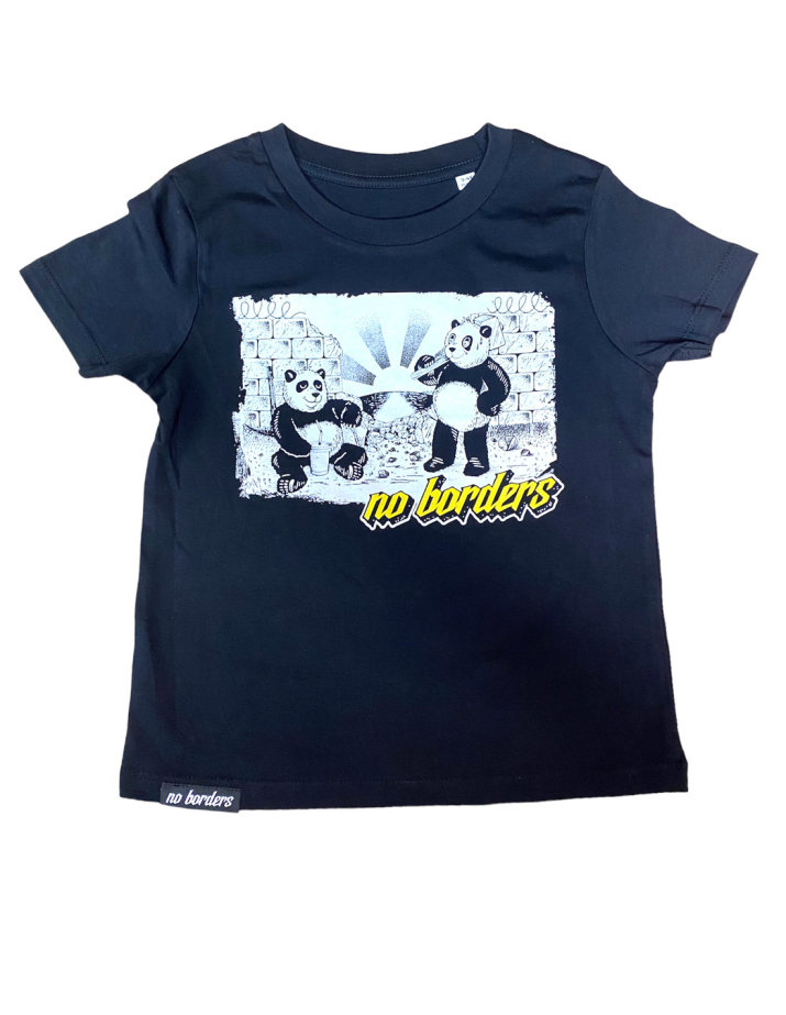 Panda - No Borders - T-Shirt Kids - Black